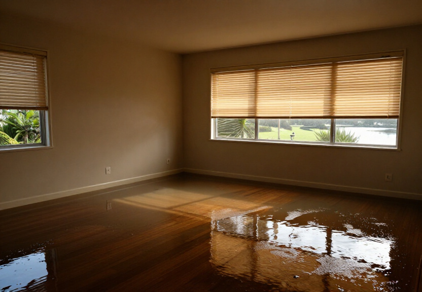 Water-damaged kitchen in Roseville Chase before drying